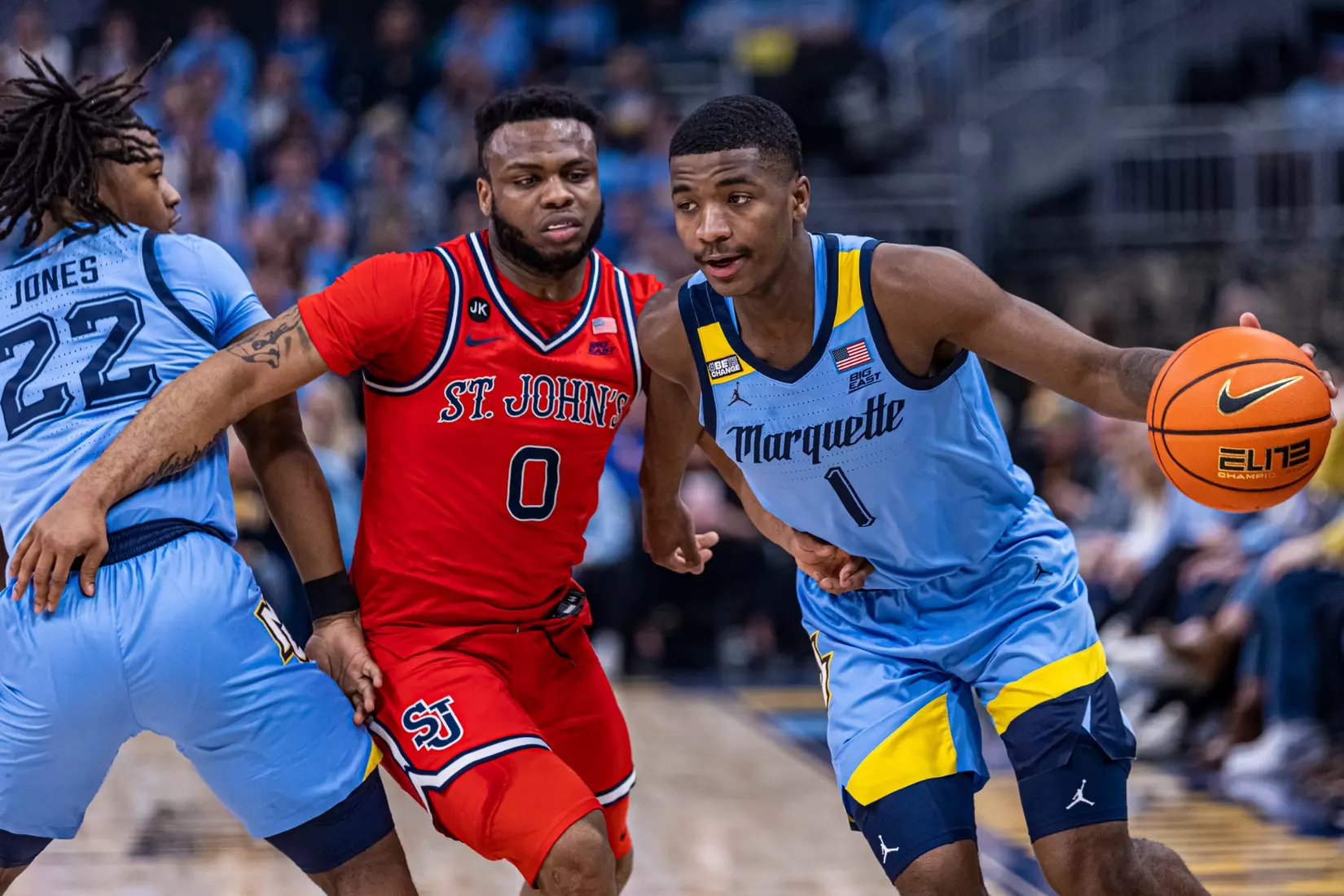 Marquette Men's Basketball defeats St. Johns 96-94 at Fiserv Forum in Milwaukee, WI on Saturday March 4, 2023.