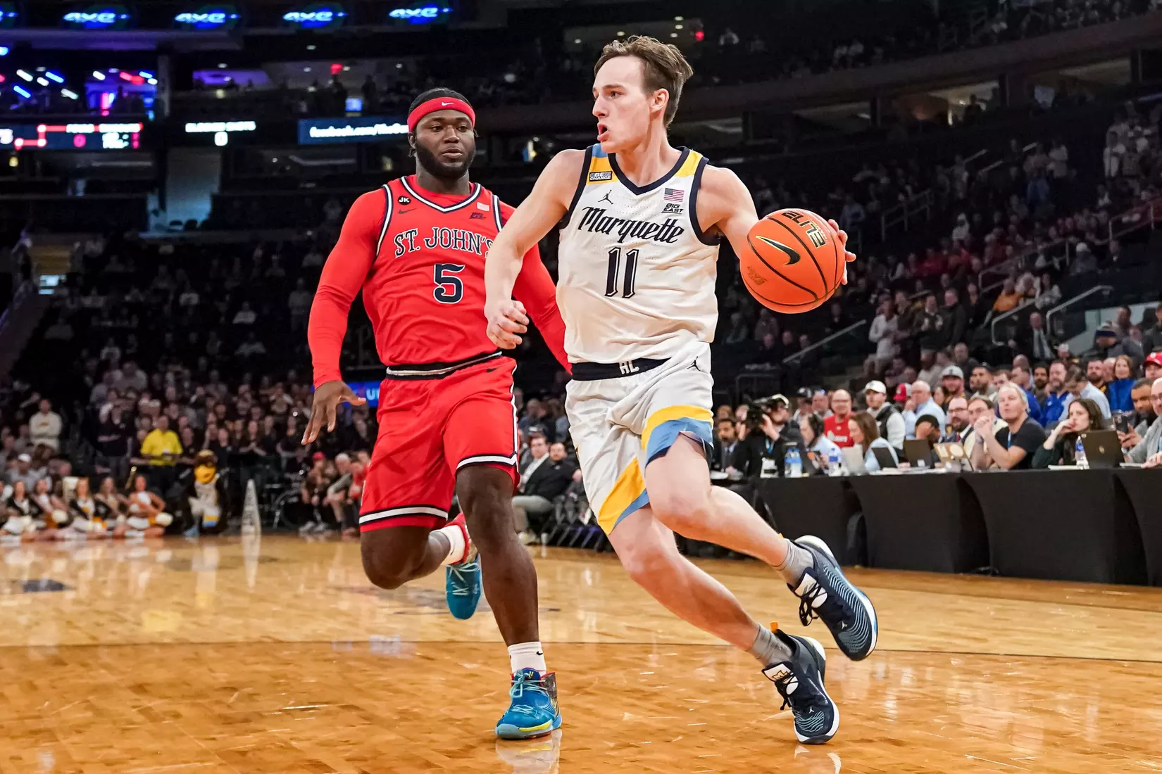 Marquette Men's Basketball defeats St. Johns 72-70 at Madison Square Garden in New York City, NY during the Quarterfinals of the 2023 Big East Tournament on Thursday March 9, 2023.
