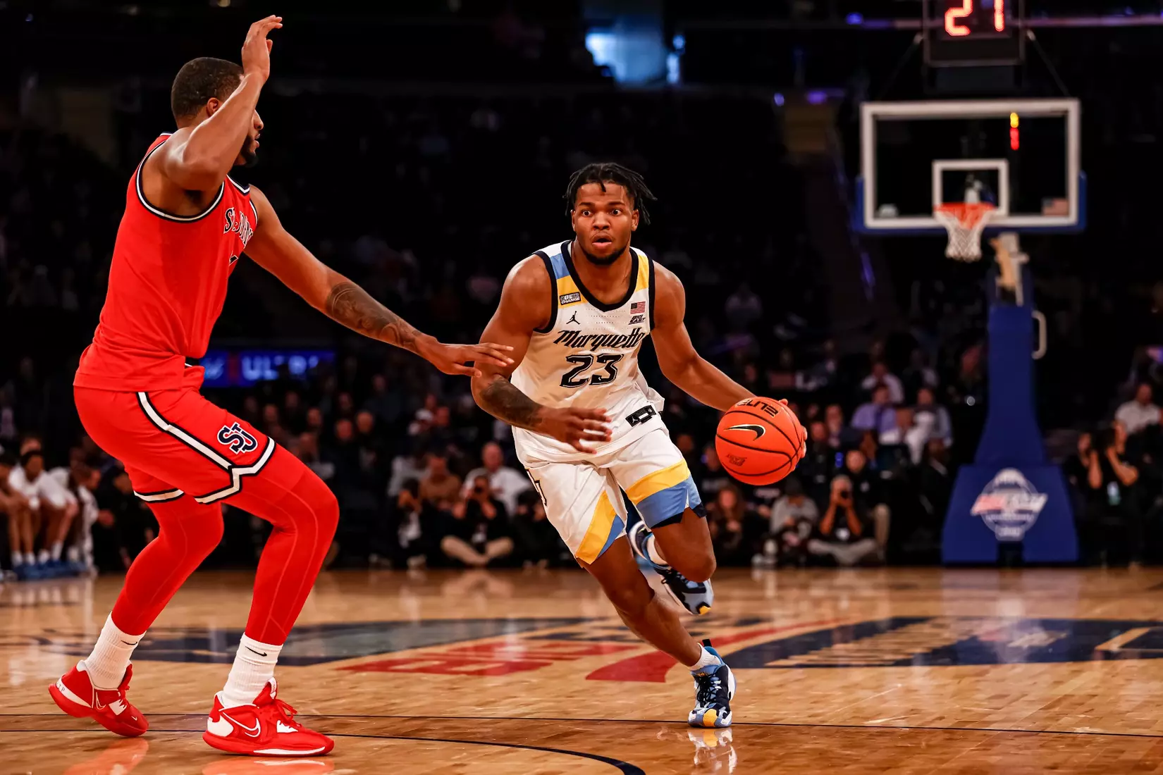 Marquette Men's Basketball defeats St. Johns 72-70 at Madison Square Garden in New York City, NY during the Quarterfinals of the 2023 Big East Tournament on Thursday March 9, 2023.