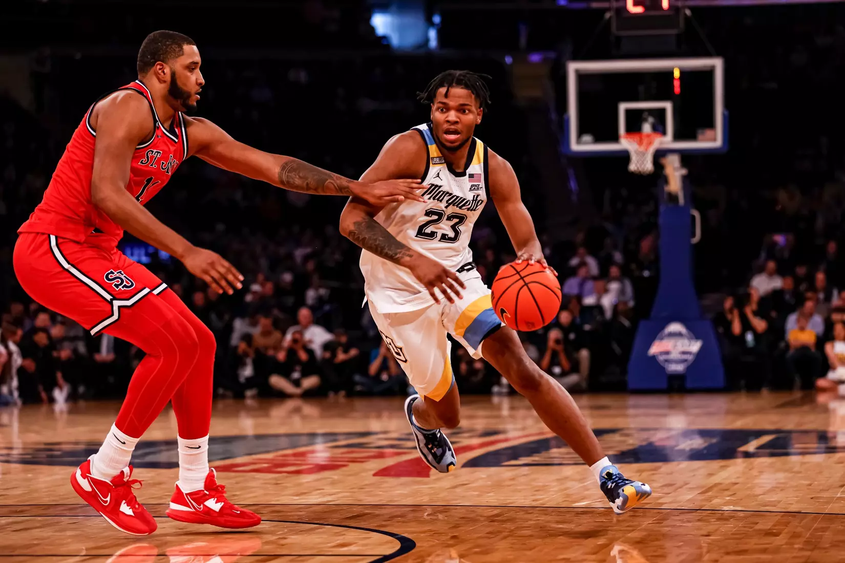 Marquette Men's Basketball defeats St. Johns 72-70 at Madison Square Garden in New York City, NY during the Quarterfinals of the 2023 Big East Tournament on Thursday March 9, 2023.