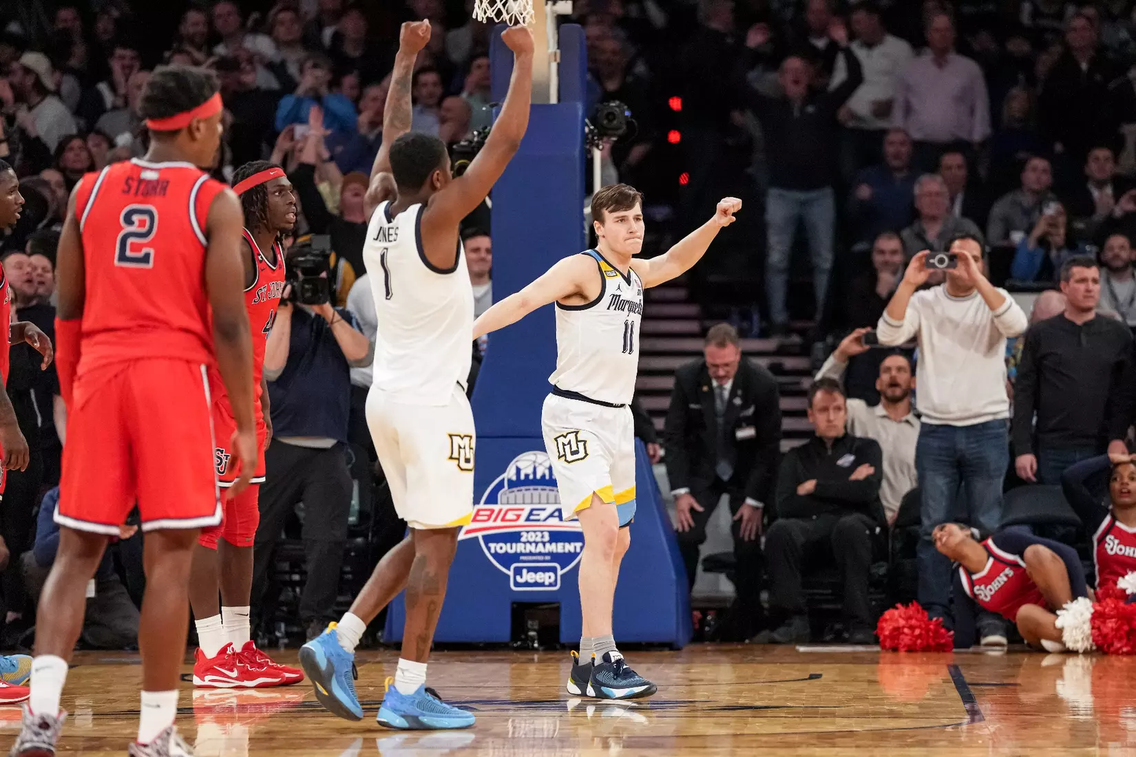 Marquette Men's Basketball defeats St. Johns 72-70 at Madison Square Garden in New York City, NY during the Quarterfinals of the 2023 Big East Tournament on Thursday March 9, 2023.