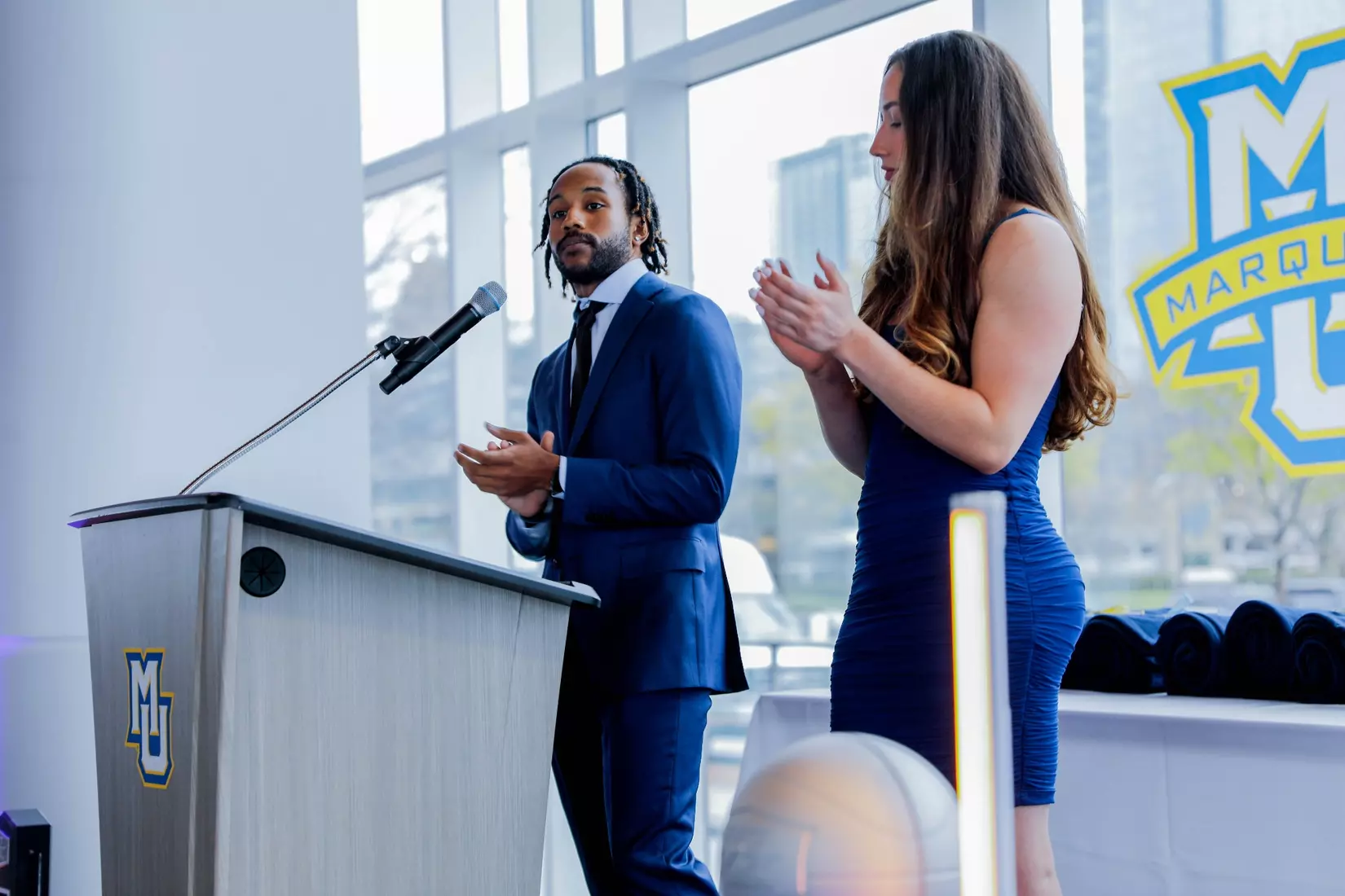 The Marquette student athletes were recognized at the Blue & Golden Globes Awards Sunday night at Discovery World in celebration of the 2022-23 athletics and academic year.
