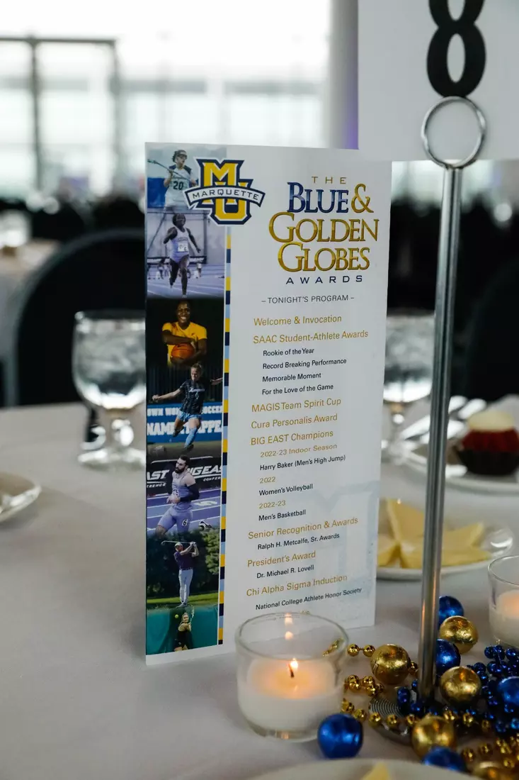 The Marquette student athletes were recognized at the Blue & Golden Globes Awards Sunday night at Discovery World in celebration of the 2022-23 athletics and academic year.