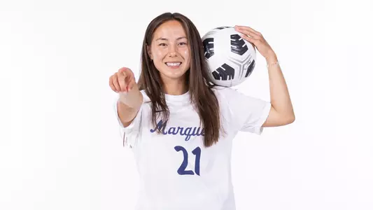 Marquette Women's Soccer 2023-24 media day posed at Al McGuire Center on July 31, 2023 in Milwaukee, WI.