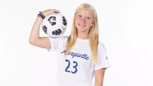 Marquette Women's Soccer 2023-24 media day posed at Al McGuire Center on July 31, 2023 in Milwaukee, WI.