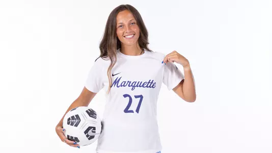 Marquette Women's Soccer 2023-24 media day posed at Al McGuire Center on July 31, 2023 in Milwaukee, WI.