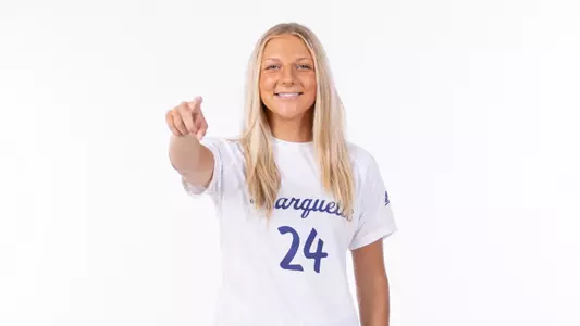 Marquette Women's Soccer 2023-24 media day posed at Al McGuire Center on July 31, 2023 in Milwaukee, WI.
