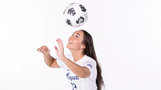 Marquette Women's Soccer 2023-24 media day posed at Al McGuire Center on July 31, 2023 in Milwaukee, WI.