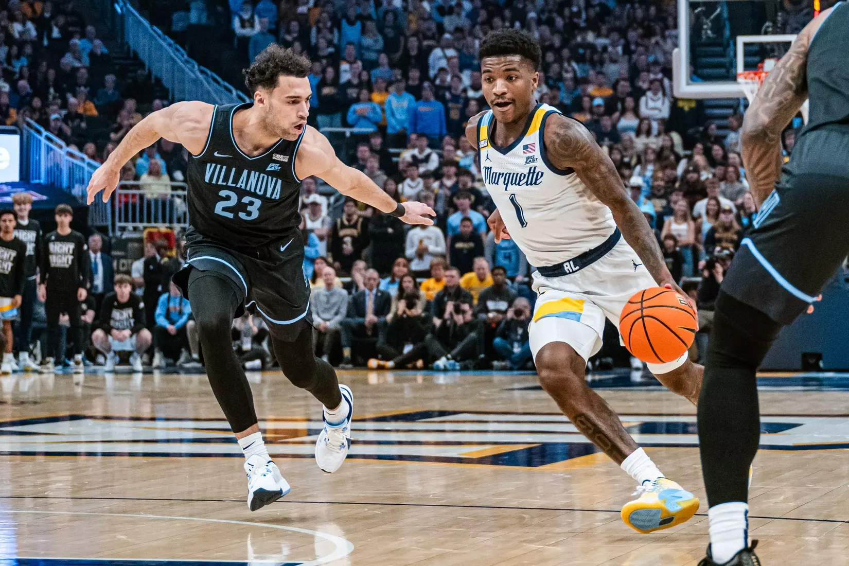 No. 17 Marquette Men's Basketball defeats Villanova 87-74 at Fiserv Forum on Monday January 15, 2024 in Milwaukee, WI.
