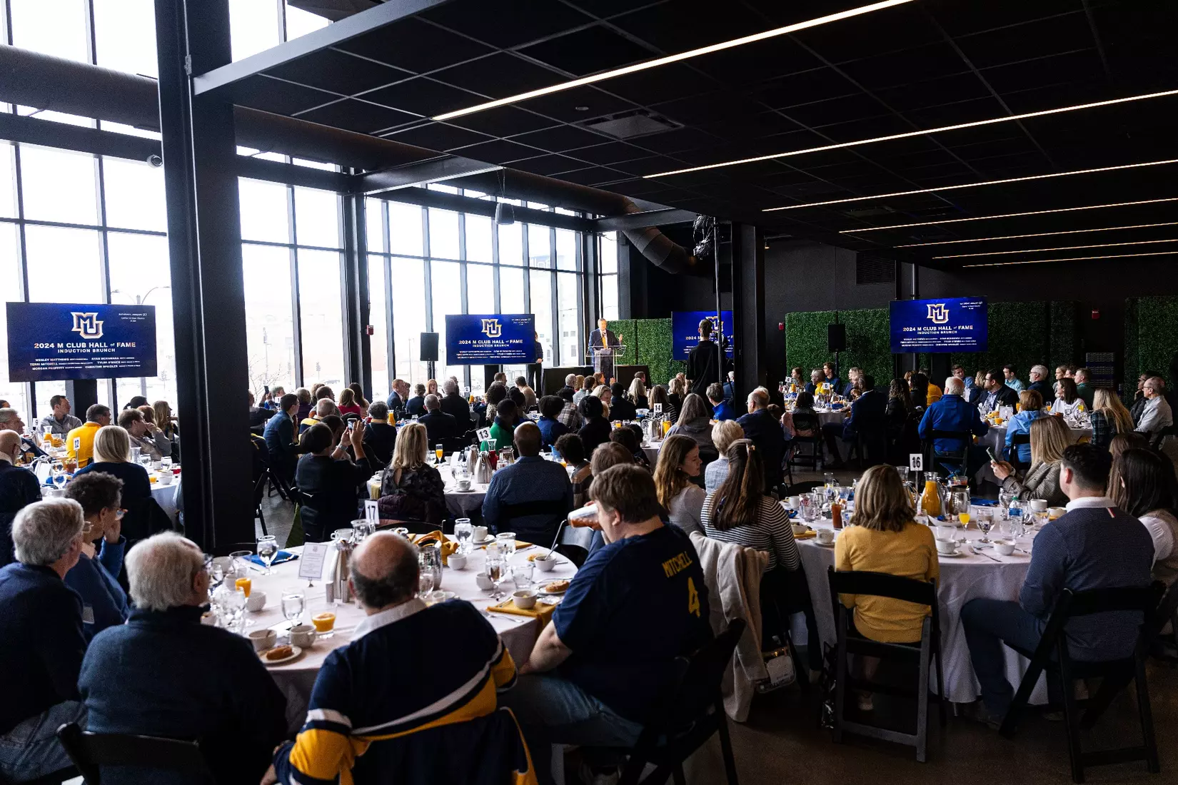 Members of the 2024 M Club HOF gather at The Gather outside of Fiserv Forum on Saturday January 27, 2024, in Milwaukee, WI.