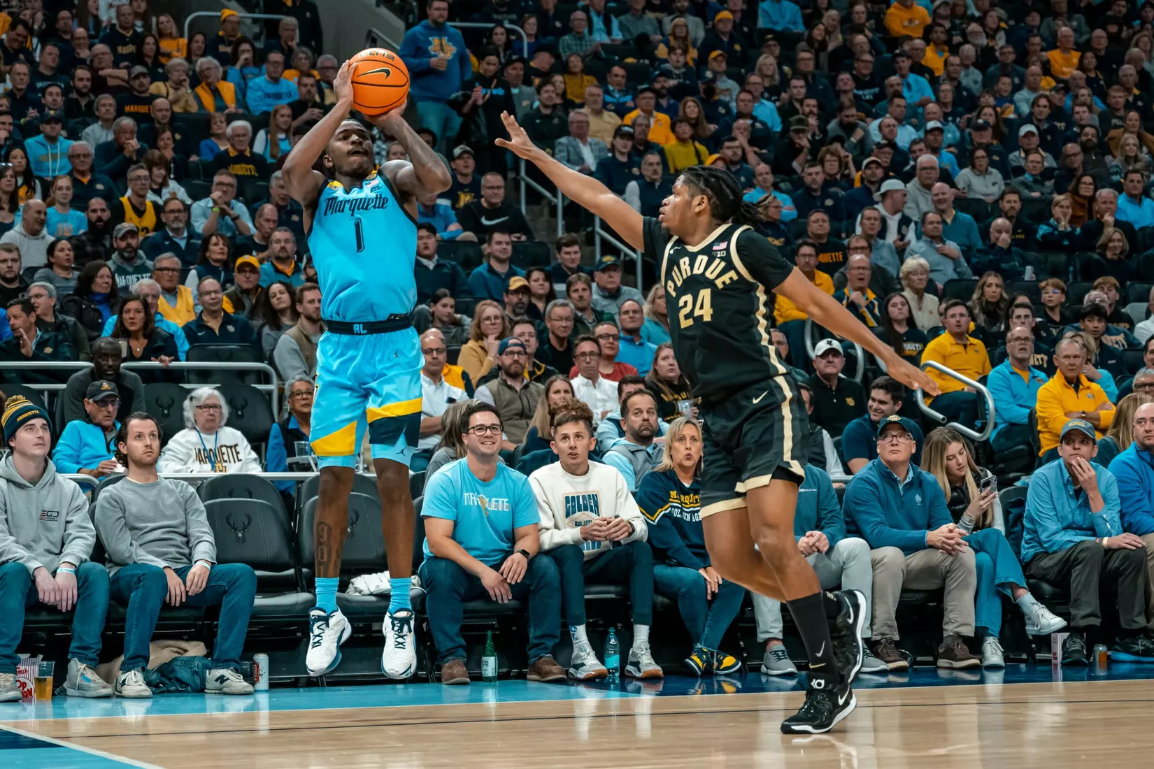 #15 Marquette Men's Basketball defeats #6 Purdue 76-58 on November 19th, 2024 at Fiserv Forum In Milwaukee, WI