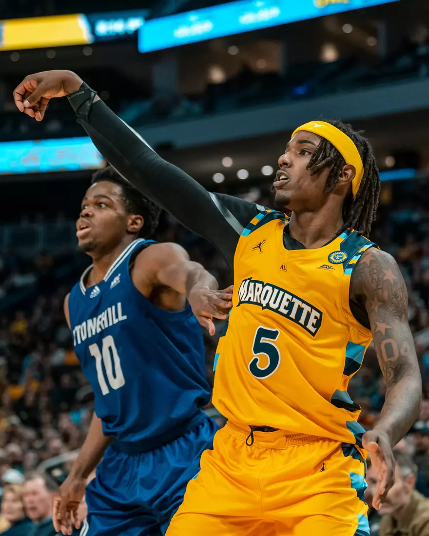 #10 Marquette Men's Basketball defeats Stonehill 94-54 on Wednesday, November 27th, 2024 in at Fiserv Forum in Milwaukee, WI