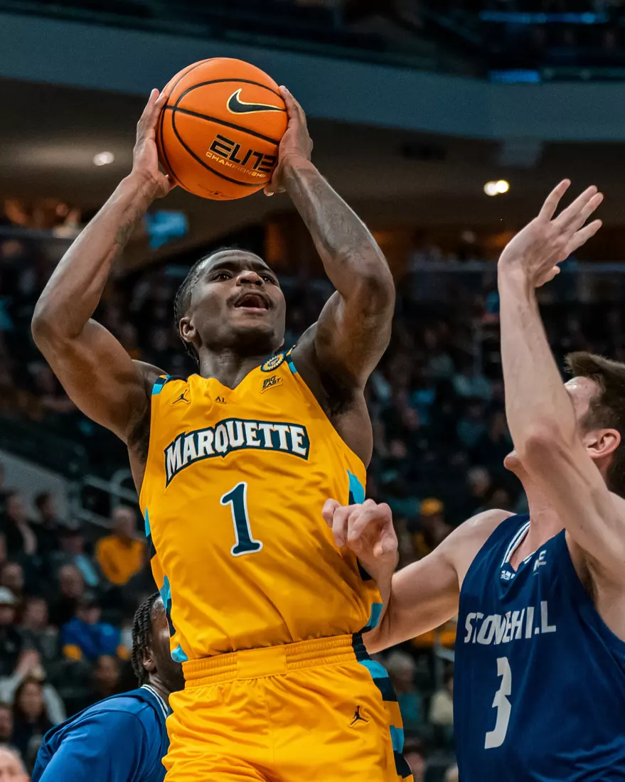 #10 Marquette Men's Basketball defeats Stonehill 94-54 on Wednesday, November 27th, 2024 in at Fiserv Forum in Milwaukee, WI