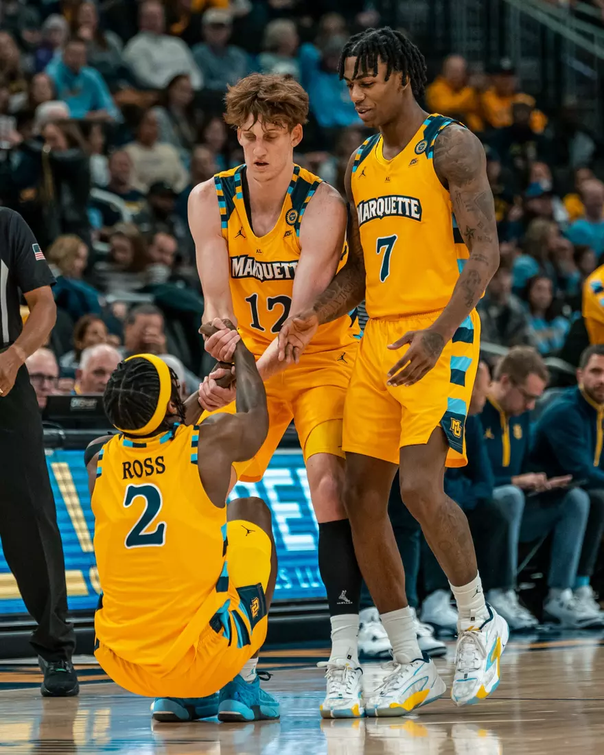 #10 Marquette Men's Basketball defeats Stonehill 94-54 on Wednesday, November 27th, 2024 in at Fiserv Forum in Milwaukee, WI