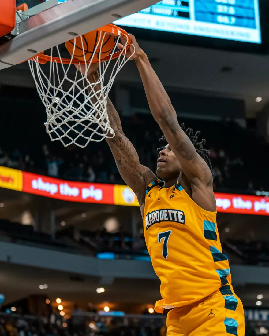 #10 Marquette Men's Basketball defeats Stonehill 94-54 on Wednesday, November 27th, 2024 in at Fiserv Forum in Milwaukee, WI