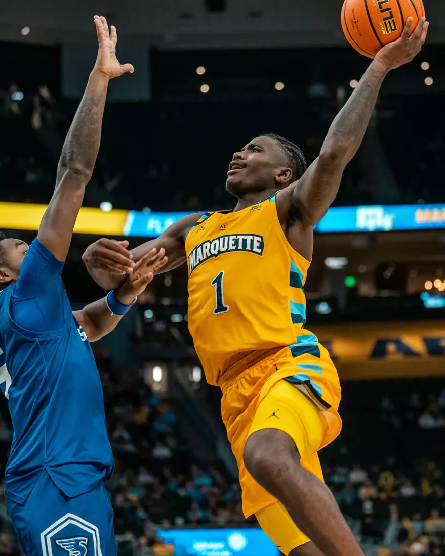 #10 Marquette Men's Basketball defeats Stonehill 94-54 on Wednesday, November 27th, 2024 in at Fiserv Forum in Milwaukee, WI