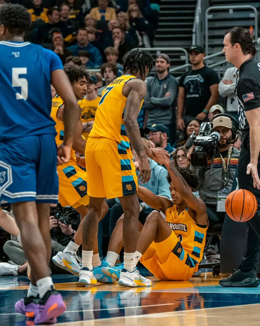 #10 Marquette Men's Basketball defeats Stonehill 94-54 on Wednesday, November 27th, 2024 in at Fiserv Forum in Milwaukee, WI