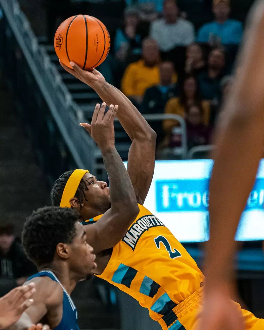#10 Marquette Men's Basketball defeats Stonehill 94-54 on Wednesday, November 27th, 2024 in at Fiserv Forum in Milwaukee, WI
