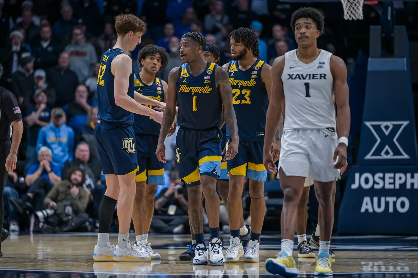 #9 Marquette Men's Basketball Defeats Xavier 72-70 on Saturday, December 21st, 2024 at Cintas Center, in Cincinnati, OH
