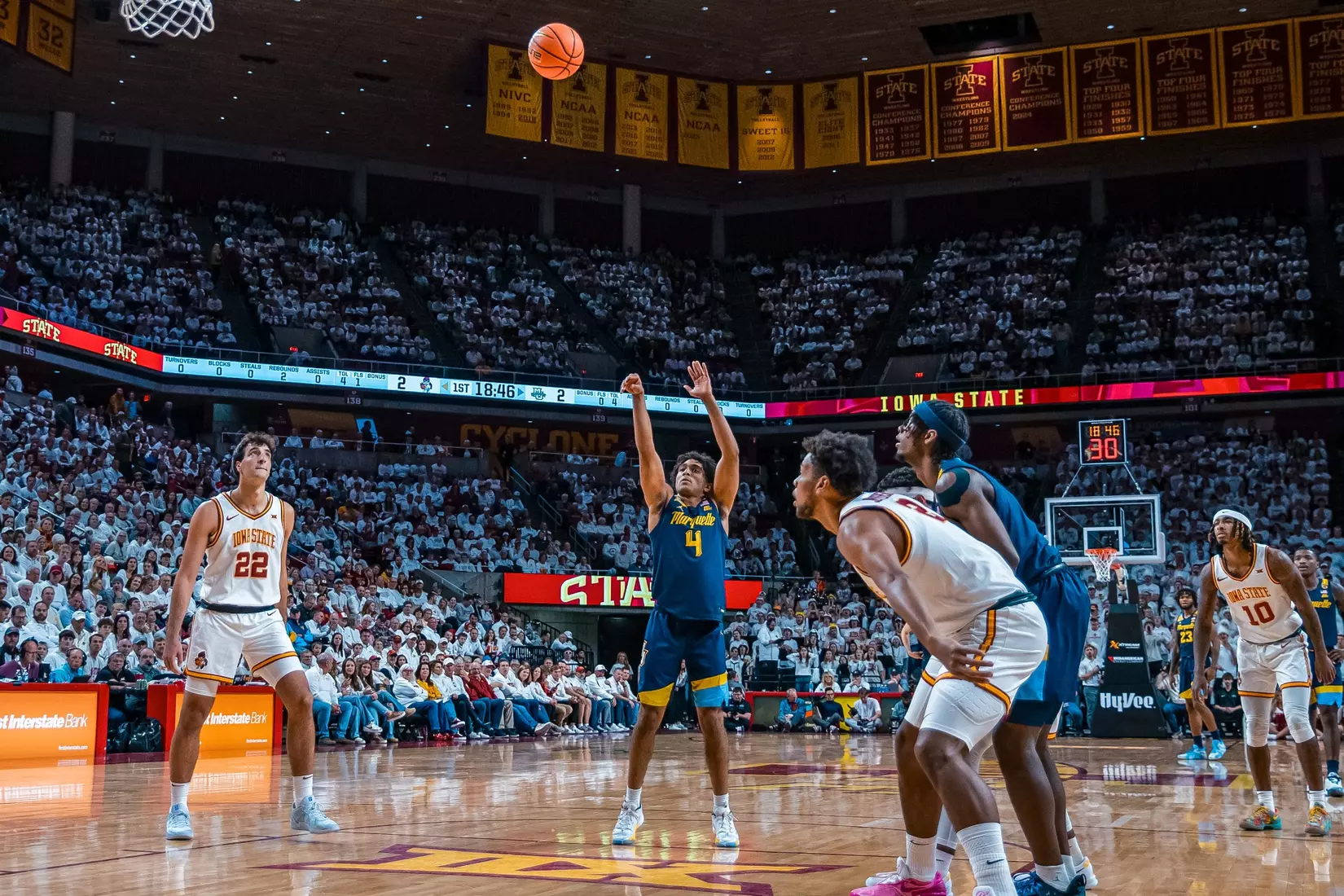 #5 Marquette Men's Basketball Falls to #6 Iowa State 70-81 on Wednesday, December 4th, 2024 at The Hilton Coliseum in Ames, Iowa