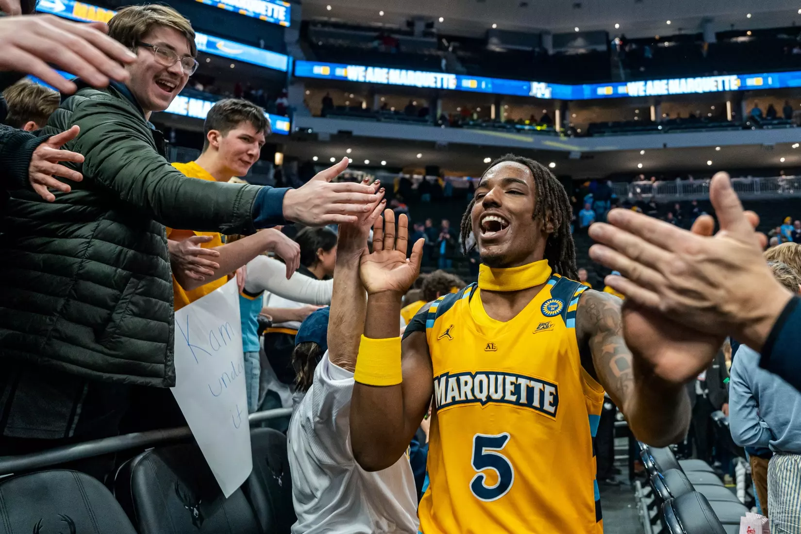 #5 Marquette Men's Basketball defeats #11 Wisconsin 88-74 on Saturday December 7th, 2024 at Fiserv Forum In Milwaukee, WI