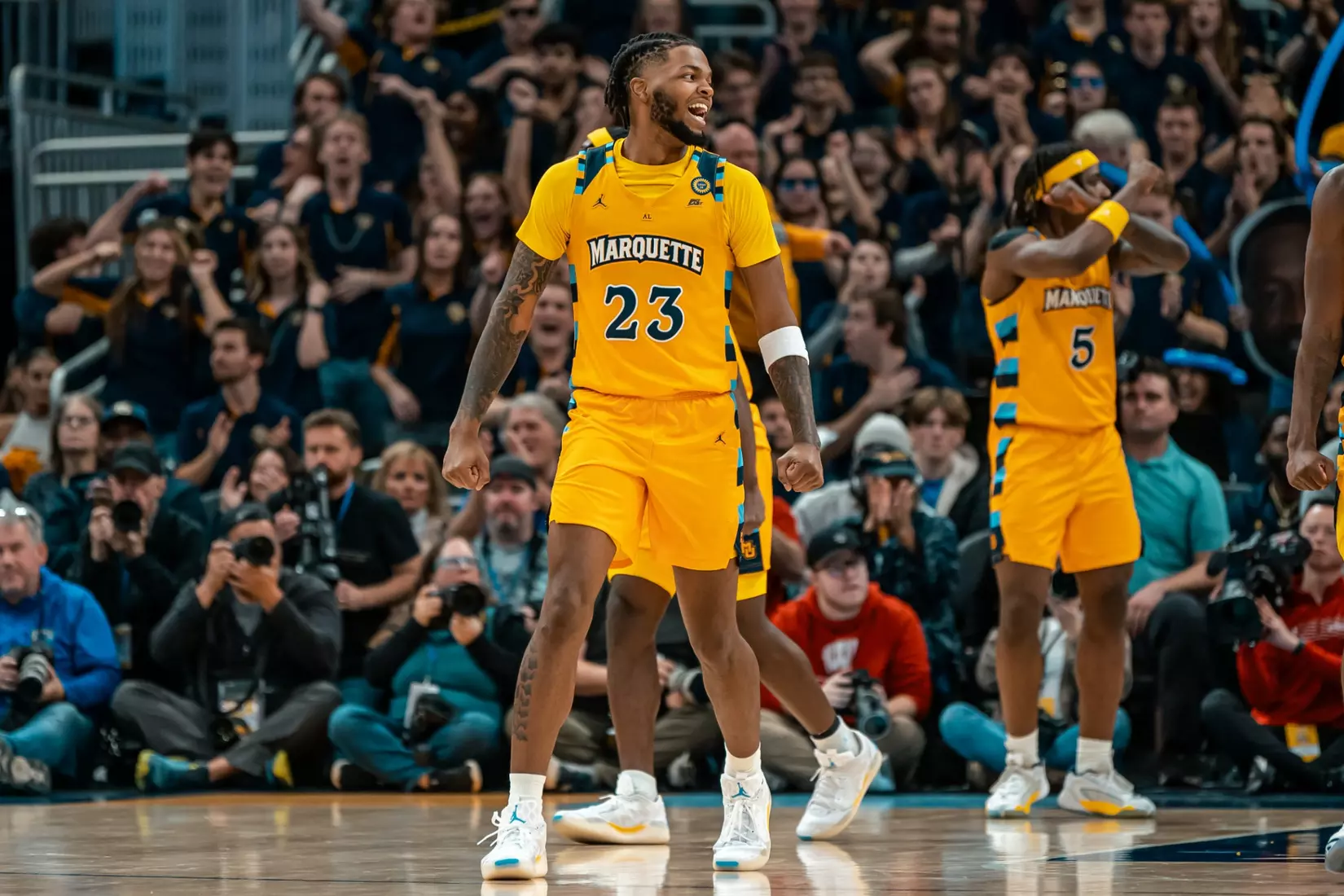 #5 Marquette Men's Basketball defeats #11 Wisconsin 88-74 on Saturday, December 7th, 2024 at Fiserv Forum in Milwaukee, WI