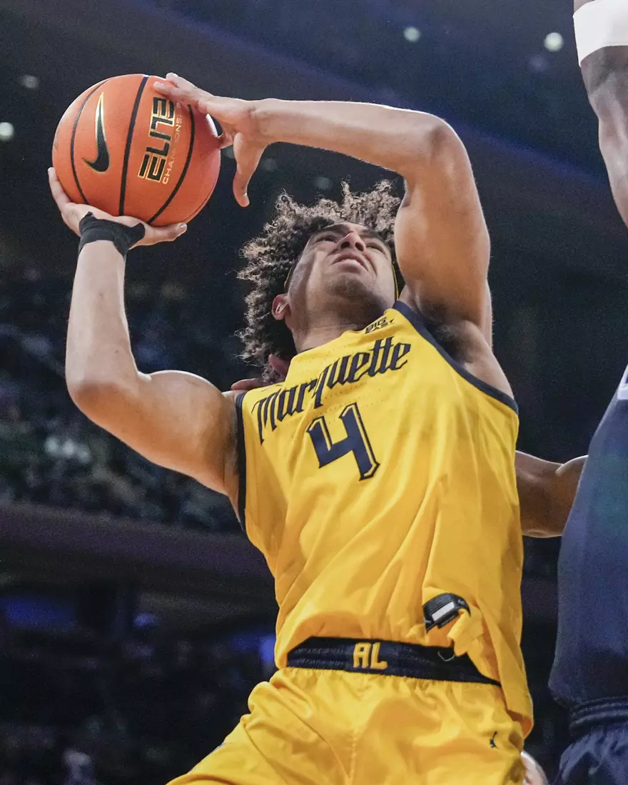 No. 10 Marquette Basketball defeats Villanova Wildcats 71-65 at Madison Square Garden on Thursday March 14, 2024 in New York, New York.