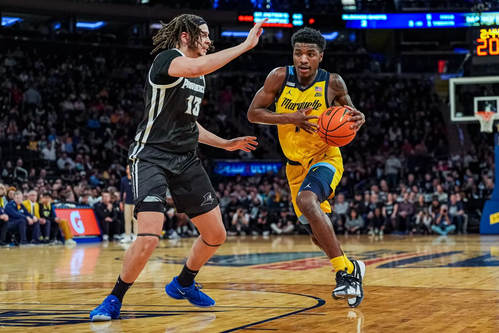 No. 10 Marquette Basketball defeat Providence Friars 79-68 at Madison Square Garden on Friday March 15, 2024 to advance to the Big East Tournament Finals in New York, New York.