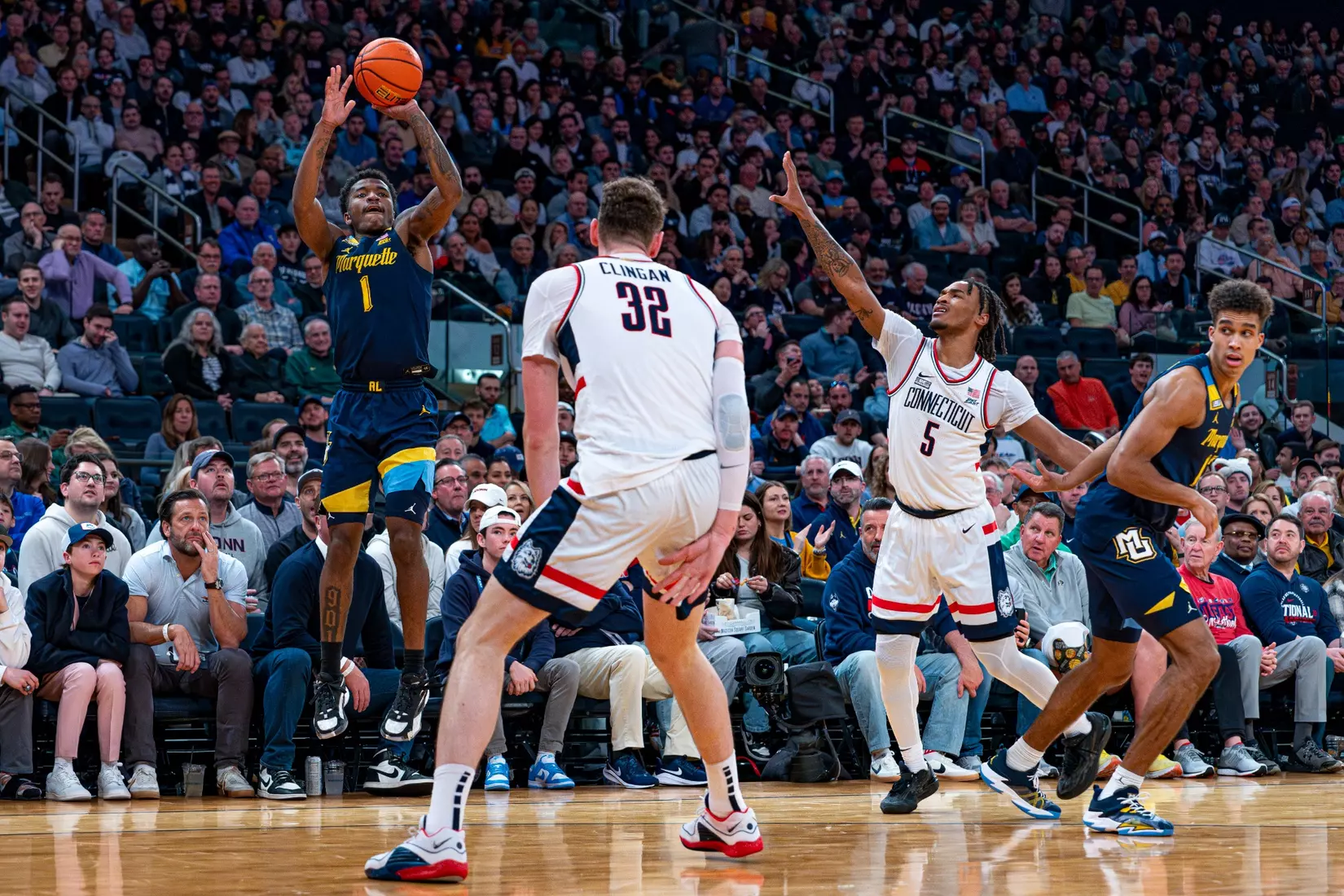 No. 10 Marquette Basketball fall to No. 2 UCONN Huskies 73-57 in the Big East Tournament Finals at Madison Square Garden on Saturday March 16, 2024 in New York, New York.