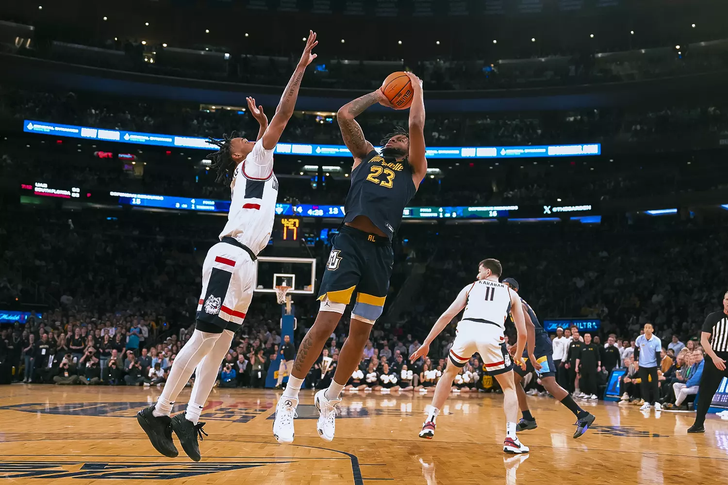 No. 10 Marquette Basketball fall to No. 2 UCONN Huskies 73-57 in the Big East Tournament Finals at Madison Square Garden on Saturday March 16, 2024 in New York, New York.