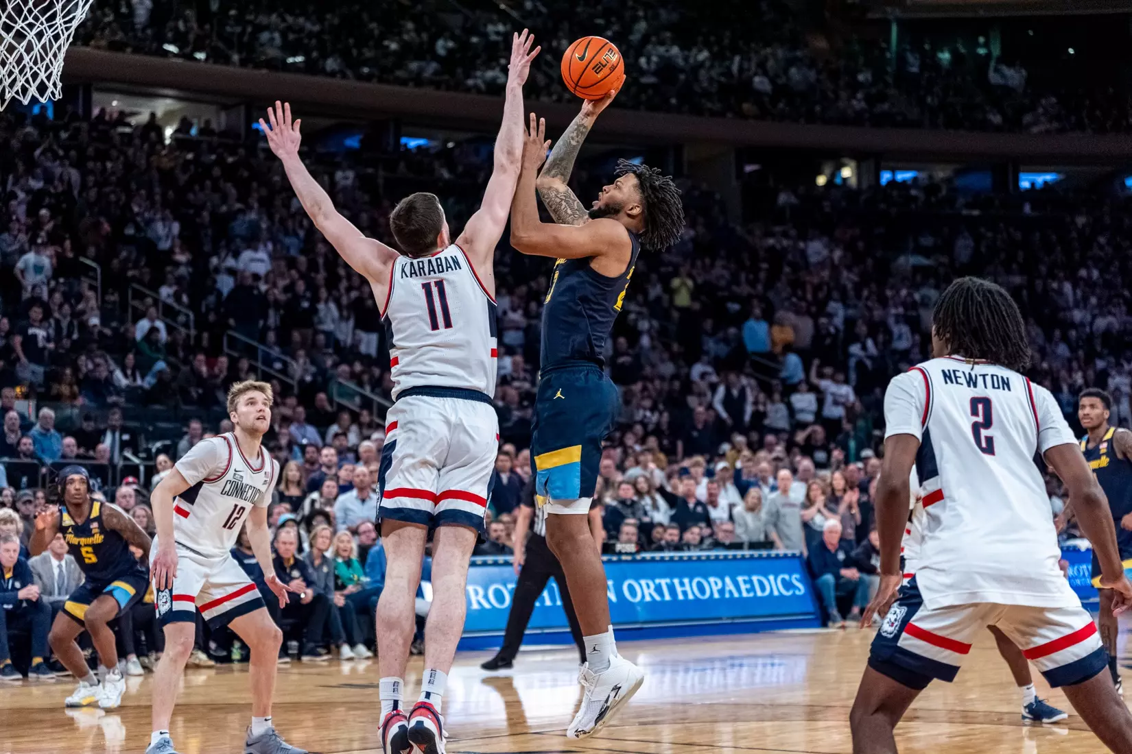 No. 10 Marquette Basketball fall to No. 2 UCONN Huskies 73-57 in the Big East Tournament Finals at Madison Square Garden on Saturday March 16, 2024 in New York, New York.