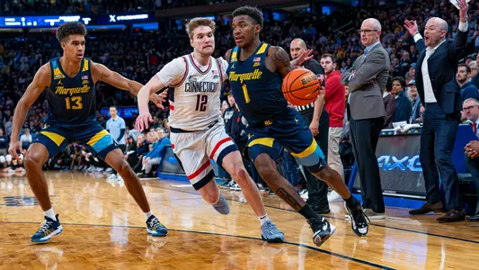 No. 10 Marquette Basketball fall to No. 2 UCONN Huskies 73-57 in the Big East Tournament Finals at Madison Square Garden on Saturday March 16, 2024 in New York, New York.
