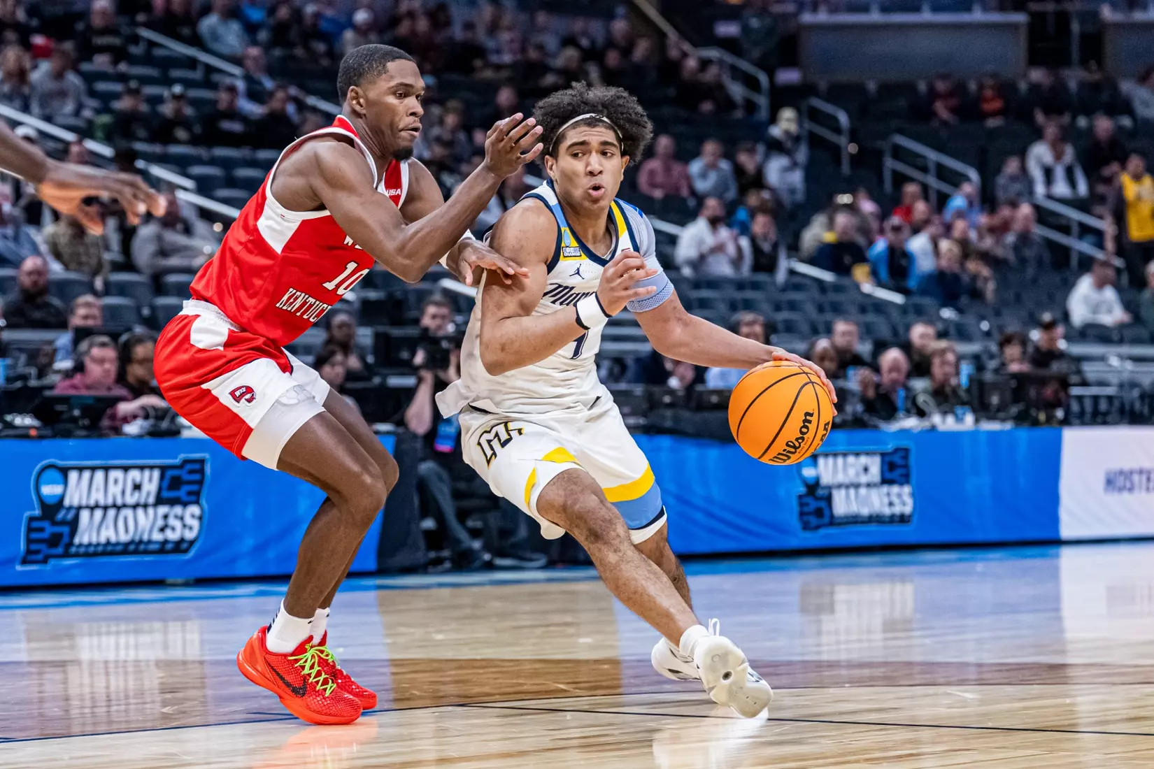 No. 2 seed Marquette Basketball defeats No. 15 seed Western Kentucky 87-69 at Gainbridge Fieldhouse in the NCAA Tournament on Friday March 22, 2024 in Indianapolis, Indiana.