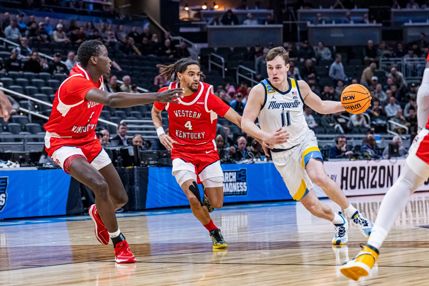 No. 2 seed Marquette Basketball defeats No. 15 seed Western Kentucky 87-69 at Gainbridge Fieldhouse in the NCAA Tournament on Friday March 22, 2024 in Indianapolis, Indiana.