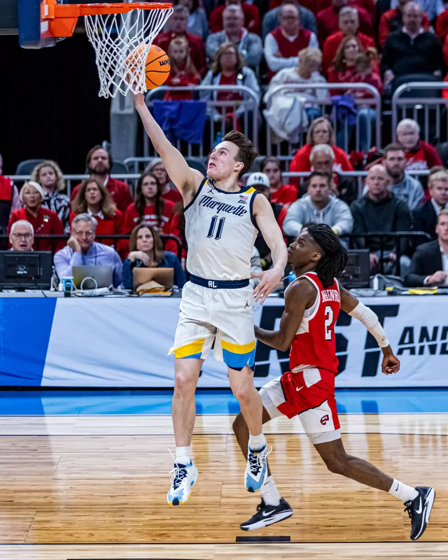 No. 2 seed Marquette Basketball defeats No. 15 seed Western Kentucky 87-69 at Gainbridge Fieldhouse in the NCAA Tournament on Friday March 22, 2024 in Indianapolis, Indiana.