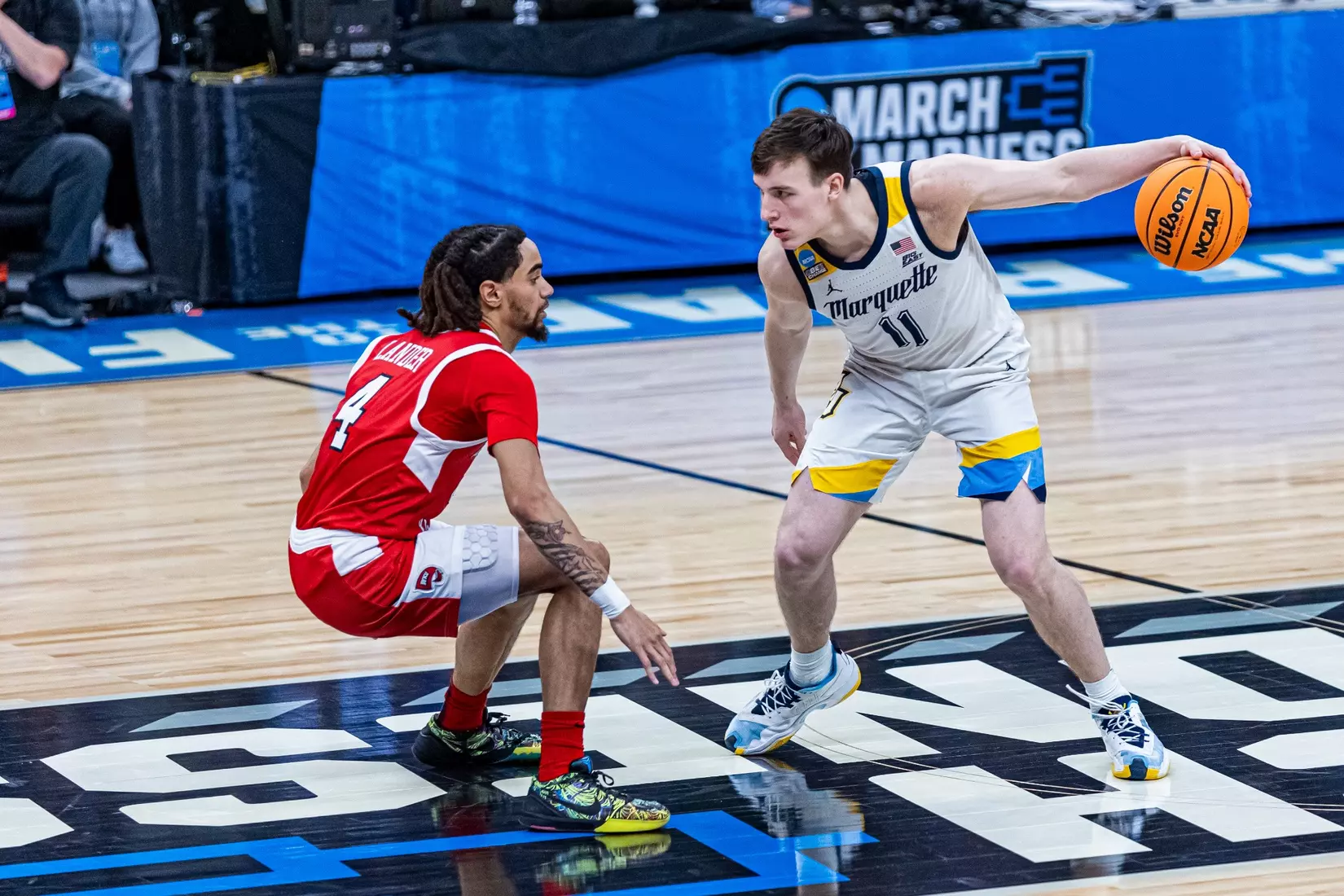 No. 2 seed Marquette Basketball defeats No. 15 seed Western Kentucky 87-69 at Gainbridge Fieldhouse in the NCAA Tournament on Friday March 22, 2024 in Indianapolis, Indiana.