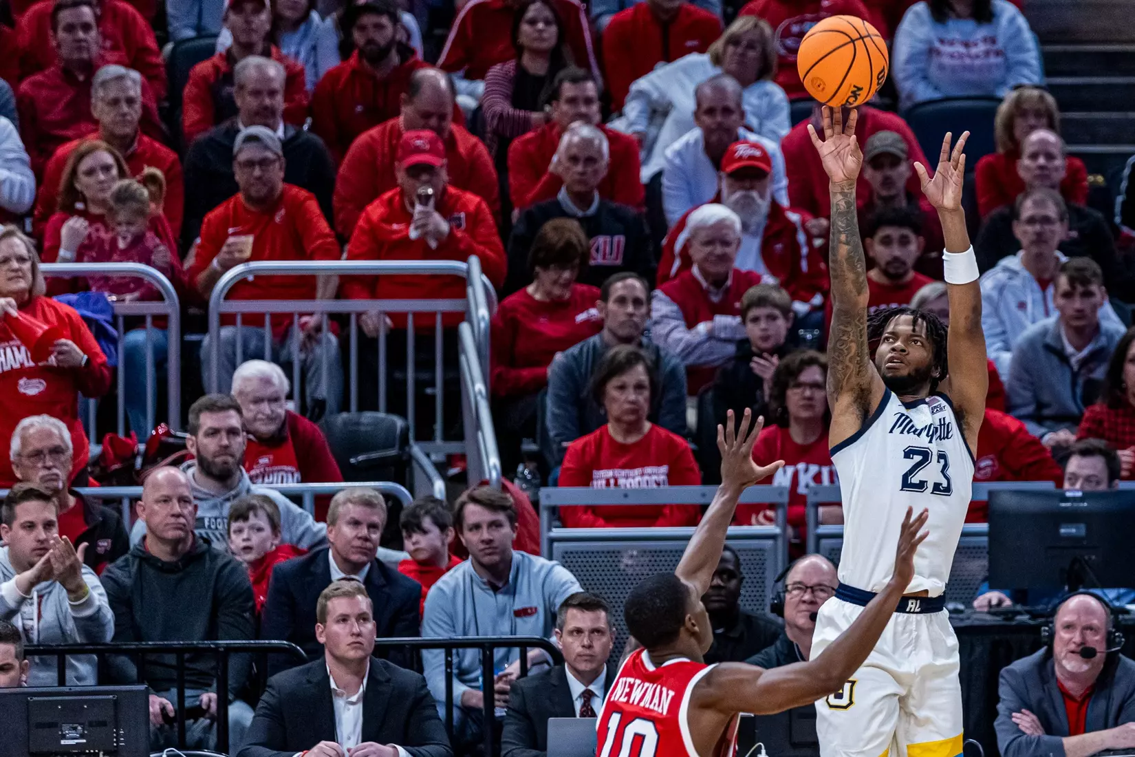 No. 2 seed Marquette Basketball defeats No. 15 seed Western Kentucky 87-69 at Gainbridge Fieldhouse in the NCAA Tournament on Friday March 22, 2024 in Indianapolis, Indiana.