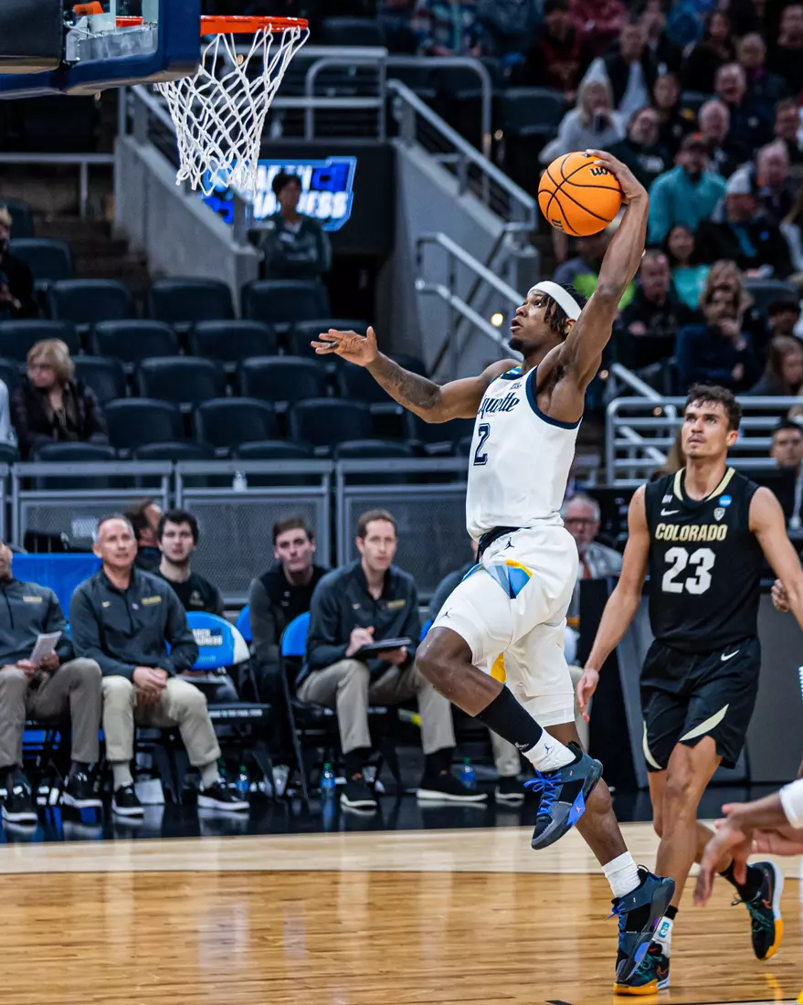 No. 2 seed Marquette Basketball defeats No. 10 seed Colorado 81-77 at Gainbridge Fieldhouse in the NCAA Tournament on Sunday March 24, 2024 in Indianapolis, Indiana.