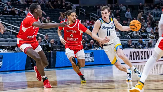 No. 2 seed Marquette Basketball defeats No. 15 seed Western Kentucky 87-69 at Gainbridge Fieldhouse in the NCAA Tournament on Friday March 22, 2024 in Indianapolis, Indiana.
