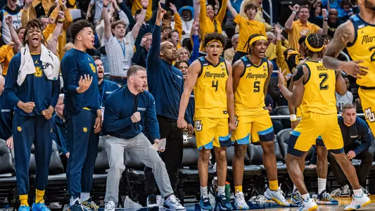 2 Chase Ross, 5 Tre Norman, 4 Stevie Mitchell
No. 7 Marquette defeats St. Johns 75-86 at Fiserv Forum on National Marquette Day, Saturday February 10, 2024 in Milwaukee, WI.