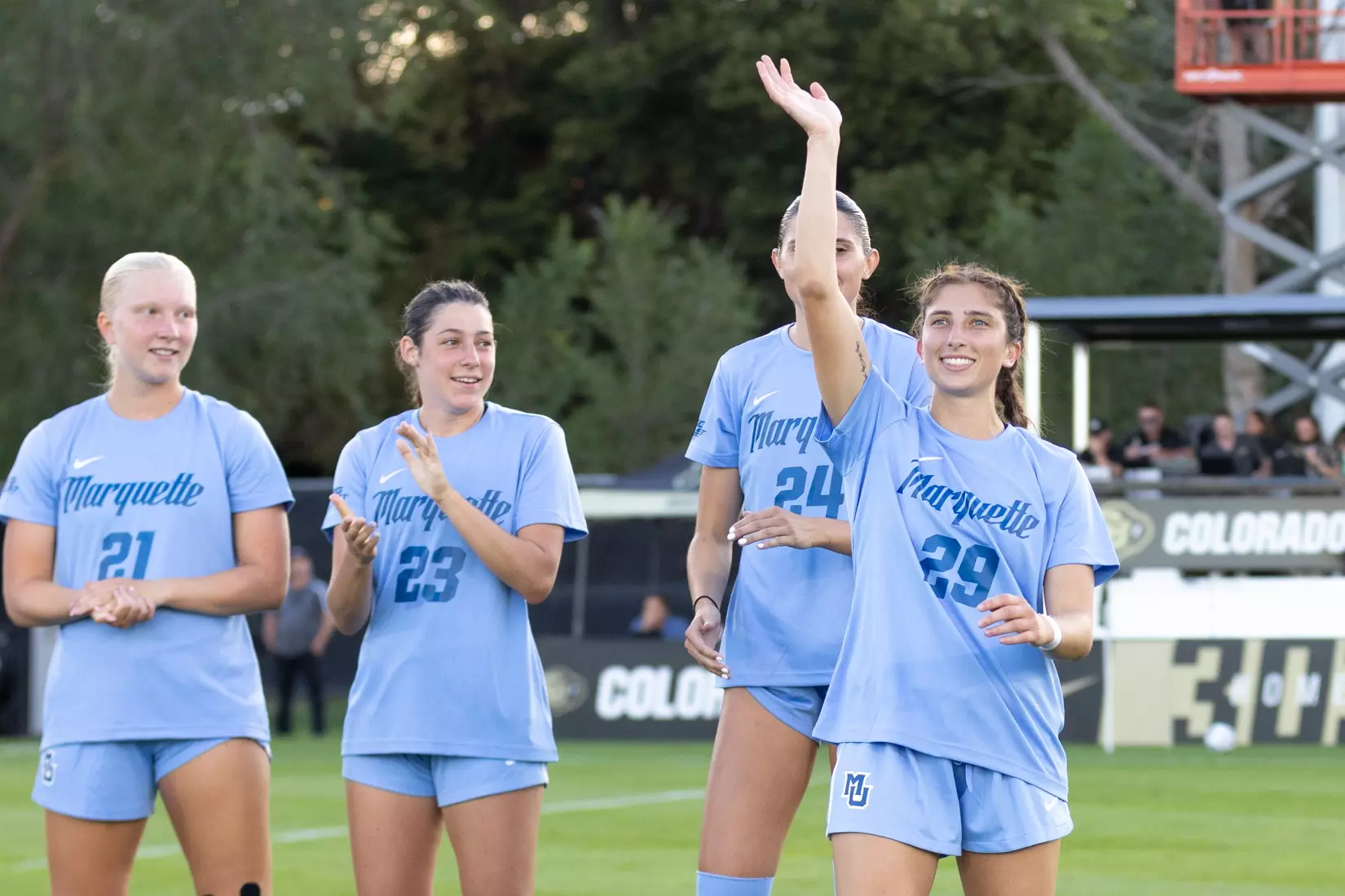 August 15, 2024, Boulder, Colorado: Marquette women’s soccer team take on CU Boulder at Prentup Field in Boulder, Colorado on Thursday, August 15, 2024.  
(Photo by Rachel O’Driscoll)
