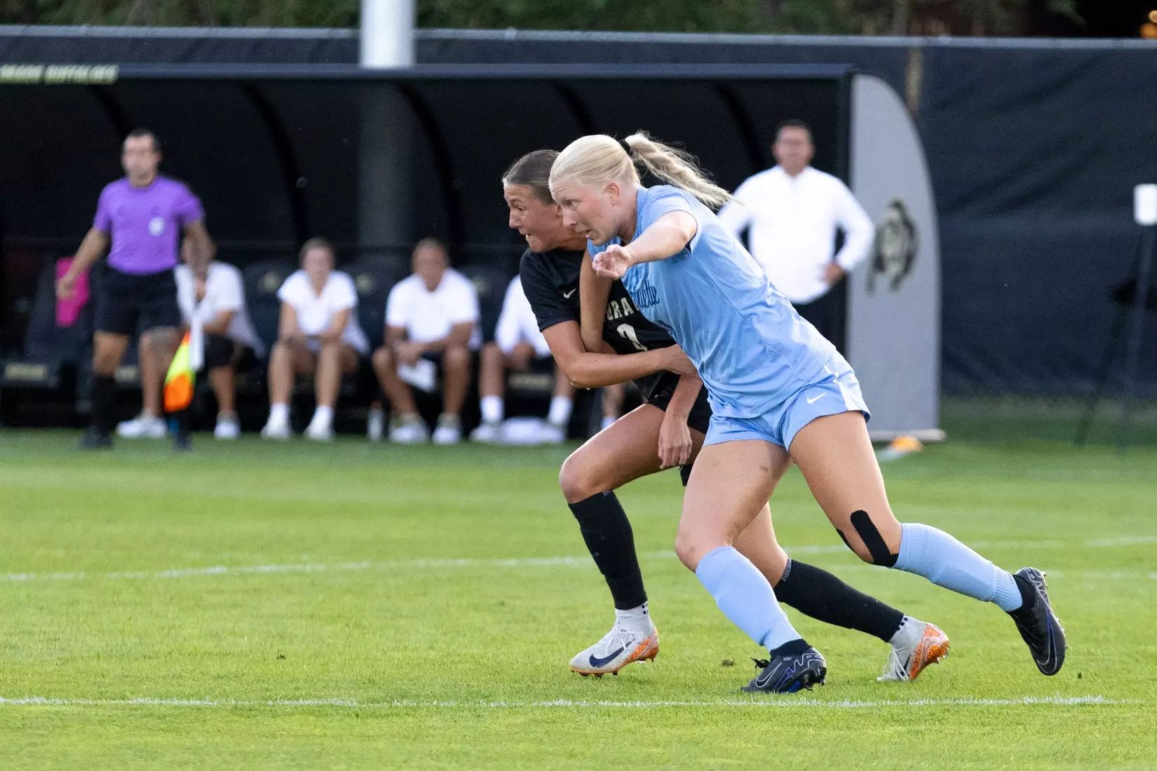 August 15, 2024, Boulder, Colorado: Marquette women’s soccer team take on CU Boulder at Prentup Field in Boulder, Colorado on Thursday, August 15, 2024.  
(Photo by Rachel O’Driscoll)