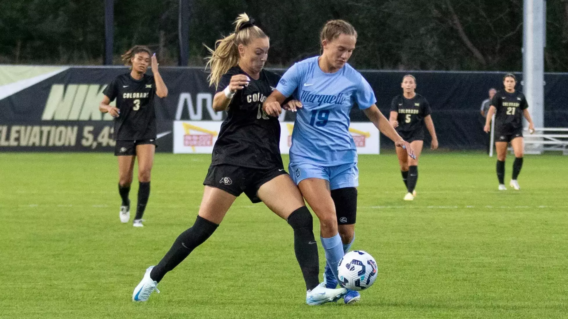 August 15, 2024, Boulder, Colorado: Marquette women’s soccer team take on CU Boulder at Prentup Field in Boulder, Colorado on Thursday, August 15, 2024.  
(Photo by Rachel O’Driscoll)