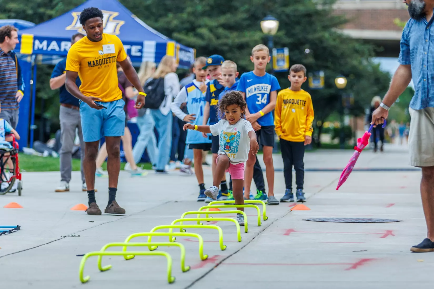 Marquette Athletics Block Party is held in the Central Mall on the campus of Marquette University on Wednesday, August 28, 2024 in Milwaukee, Wisconsin.