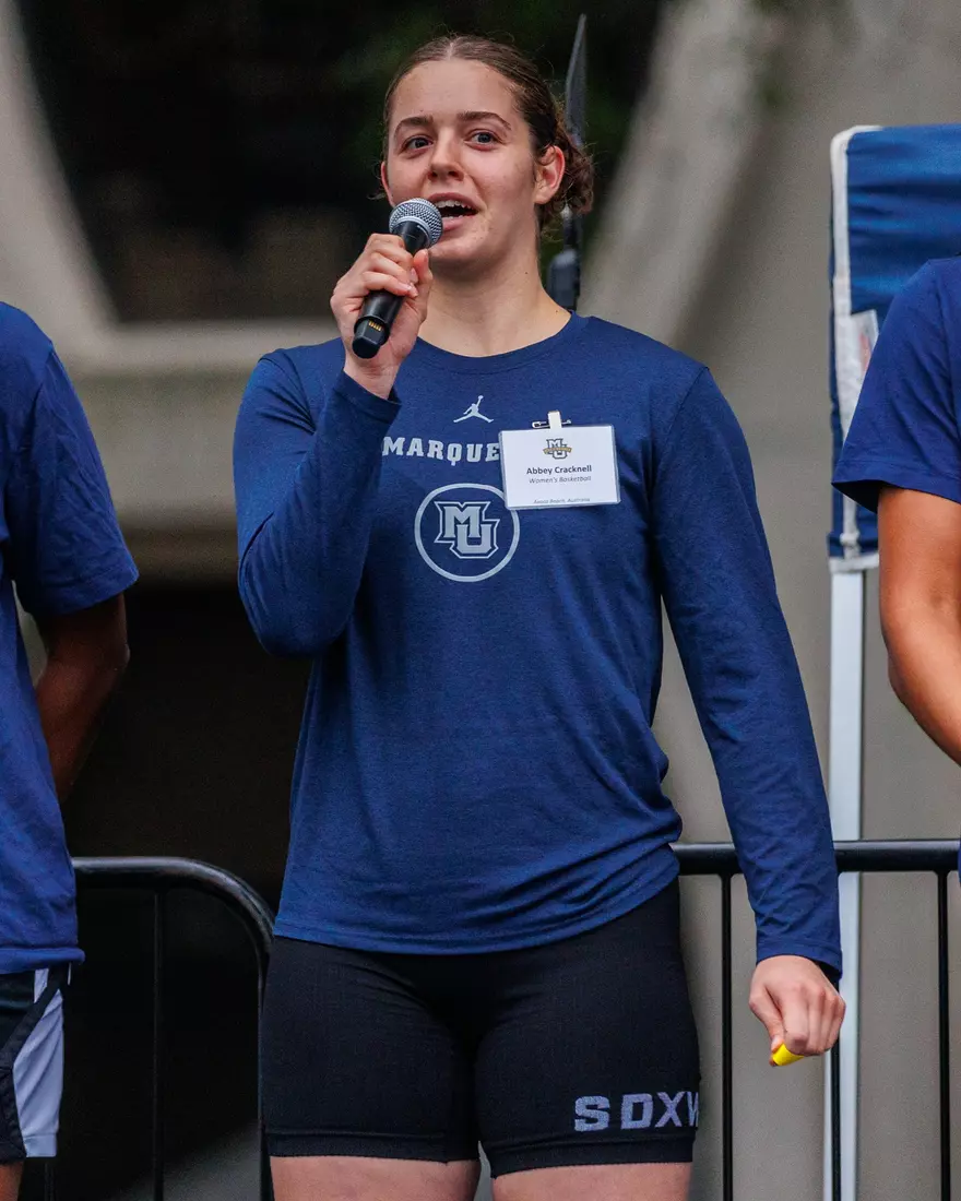 Marquette Athletics Block Party is held in the Central Mall on the campus of Marquette University on Wednesday, August 28, 2024 in Milwaukee, Wisconsin.