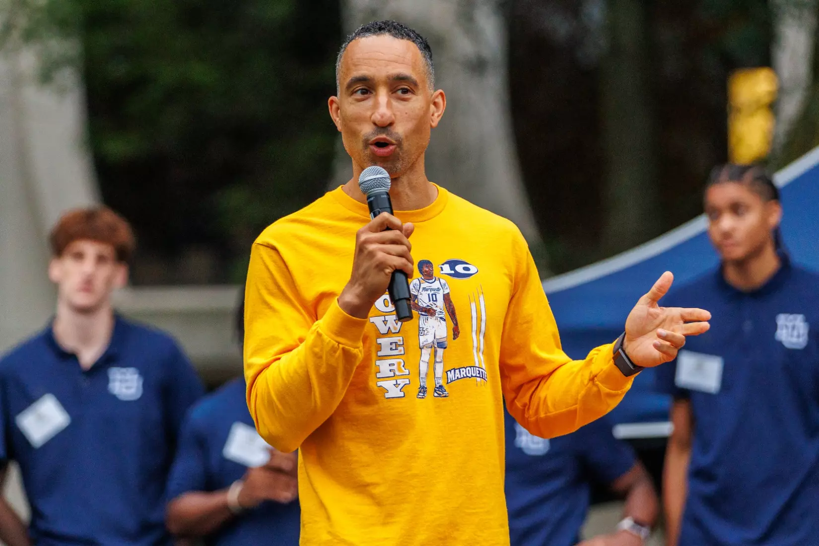 Marquette Athletics Block Party is held in the Central Mall on the campus of Marquette University on Wednesday, August 28, 2024 in Milwaukee, Wisconsin.