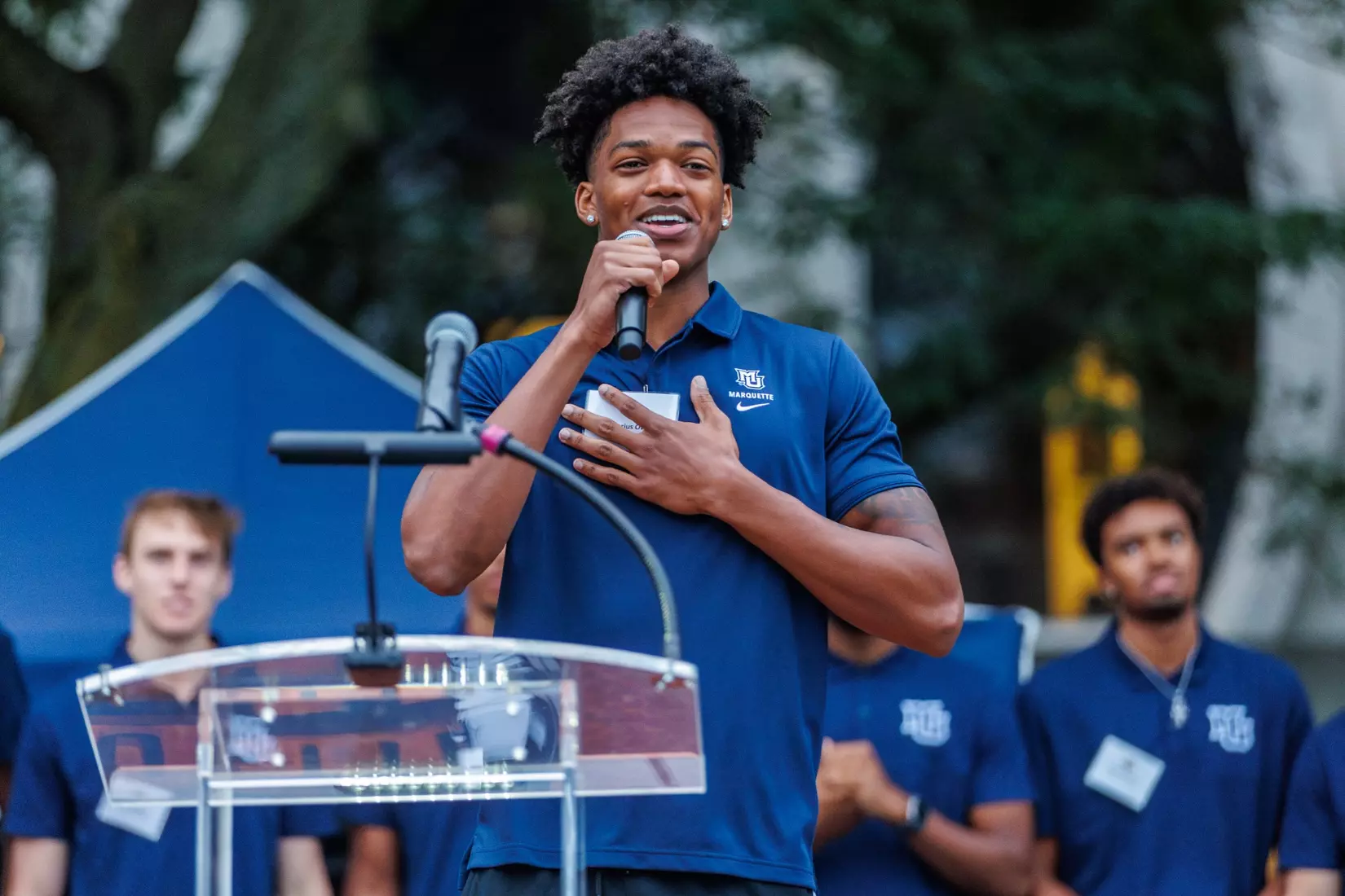 Marquette Athletics Block Party is held in the Central Mall on the campus of Marquette University on Wednesday, August 28, 2024 in Milwaukee, Wisconsin.