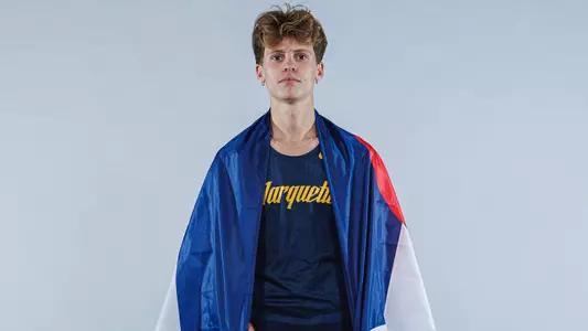 Logan Goodman
Marquette Cross Country poses for media day pictures in the Al McGuire Center in Milwaukee, WI on August 21st, 2025.