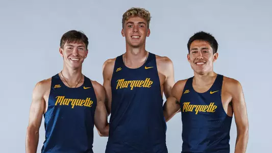 Sean Kellogg, Ronald Walters, Will Allen
Marquette Cross Country poses for media day pictures in the Al McGuire Center in Milwaukee, WI on August 21st, 2025.