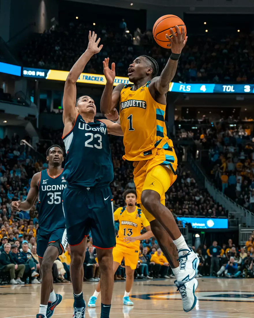 #9 Marquette Men's Basketball falls to UCONN 77-69 on National Marquette Day on Saturday, February 1st, 2025 at Fiserv Forum in Milwaukee, WI